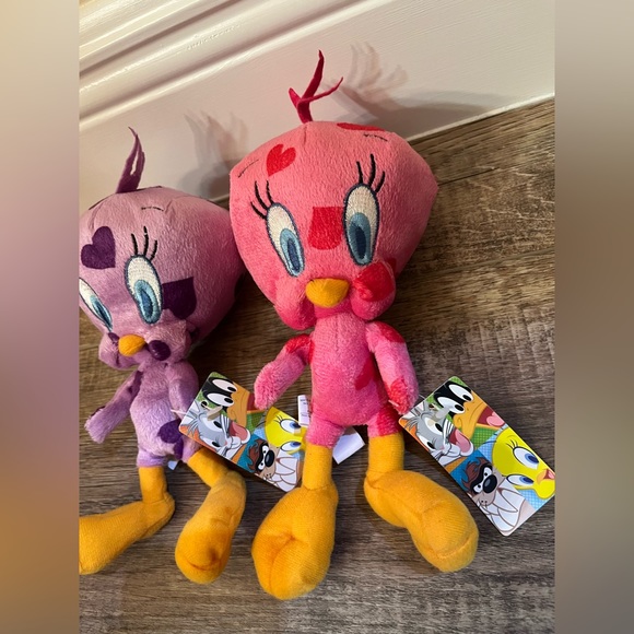 Lot of 2 NWT NANCO Looney Tunes Heart Tweety Mini Plush - Picture 2 of 9